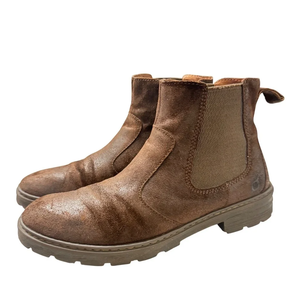 Born Mens Brown Leather Hemlock Chelsea Boots Ankle Booties Size 9.5